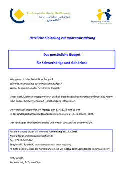 Herzliche Einladung zur Infoveranstaltung Das