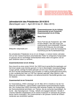 Jahresbericht des Pr&auml;sidenten 2014/2015