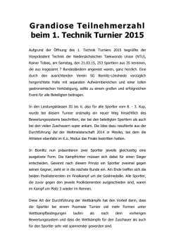 Grandiose Teilnehmerzahl beim 1. Technik Turnier 2015