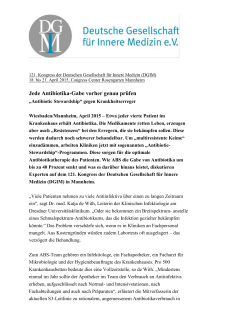 Antibiotic Stewardship - 121. Kongress der Deutschen Gesellschaft