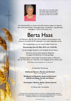Berta Haas - bestattung
