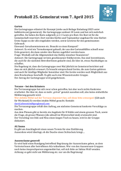 GR25 Protokoll - Genossenschaft Kalkbreite