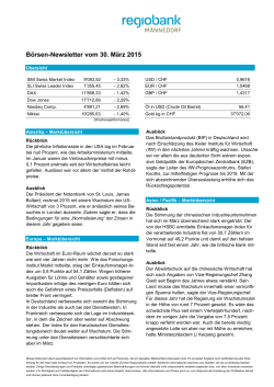 Börsen-Newsletter vom 30. März 2015