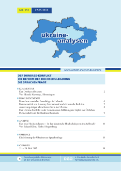 Ukraine-Analysen Nr. 152 (27.05.2015) - Länder