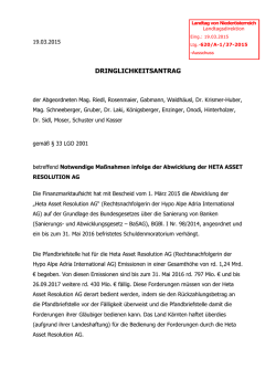 DRINGLICHKEITSANTRAG - beim Nieder&ouml;sterreichischen Landtag