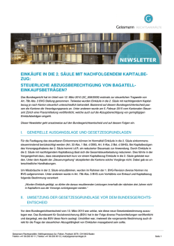 Eink&auml;ufe in die 2. S&auml;ule mit nachfolgendem Kapitalbezug