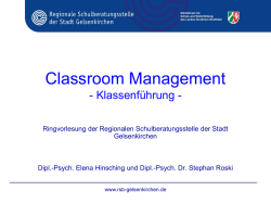 Classroom Management - Stadt Gelsenkirchen, Referat Erziehung
