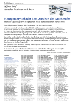 Der offene Brief als Anzeige in der Ärztezeitung