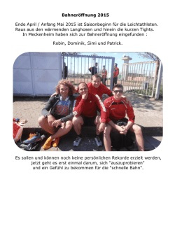 Bahneröffnung - LAV Bad Godesberg