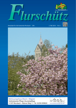 Amtsblatt f&uuml;r die Gemeinde Morsbach &bull; 294 2. Mai 2015 &bull; Nr. 6