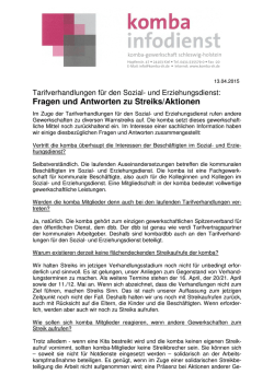 Fragen und Antworten zu Streiks/Aktionen