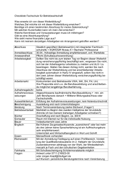 Checkliste: Fachschule für Betriebswirtschaft - ksn stuttgart-nord