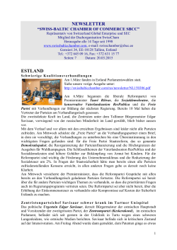 NL vom 20.03.2015 - Swiss-Baltic Chamber of Commerce