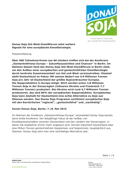 Pressemitteilung Donau Soja (07.05.2015)