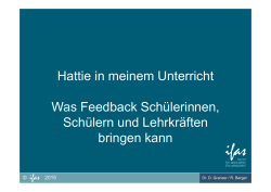 Hattie in meinem Unterricht Was Feedback Sch&uuml;lerinnen, Sch&uuml;lern