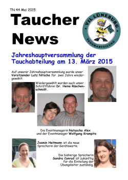Jahreshauptversammlung der Tauchabteilung am 13. M&auml;rz 2015
