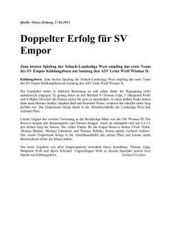 Doppelter Erfolg f&uuml;r SV Empor