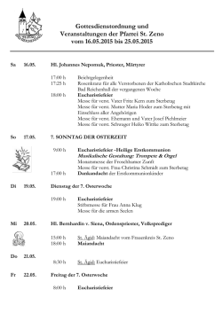 Gottesdienstordnung und Veranstaltungen der Pfarrei St. Zeno vom