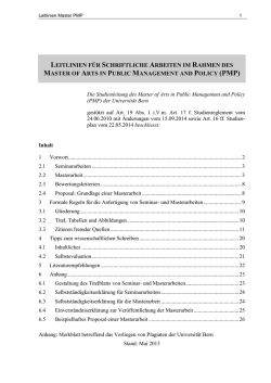 Leitlinien f&uuml;r schriftliche Arbeiten im Rahmen des Master PMP