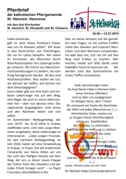 Pfarrbrief Juni/Juli 2015