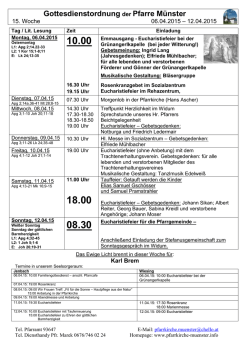Gottesdienstordnung KW 15 - Seelsorgeraum Jenbach
