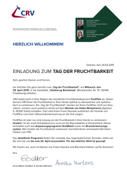 EinlaDung zum Tag der FrucHTbarkeiT