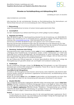 Hinweise zur (Fach)Abiturpr&uuml;fung 2015