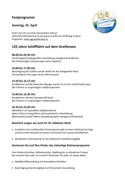 Festprogramm 125 Jahre Schifffahrt auf dem Greifensee