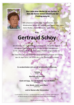 Frau Gertraud Schoy - Bestattung Leitner Laakirchen