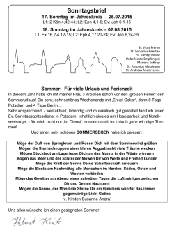 Hier k&ouml;nnen Sie sich den letzten Sonntagsbrief ansehen.