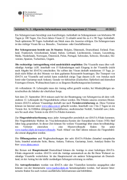 Infoblatt Nr. 2: Visum bei Freiz&uuml;gigkeit 04/2015 Wenn Sie