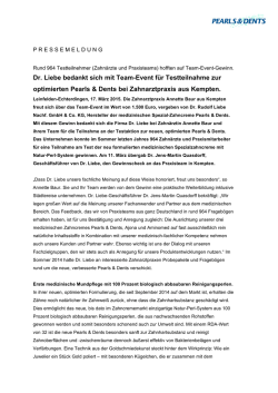 Dr. Liebe bedankt sich mit Team-Event f&uuml;r Testteilnahme zur