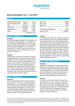 Börsen-Newsletter vom 1. Juni 2015