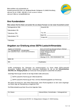 Ihre Kundendaten Angaben zur Erteilung eines SEPA