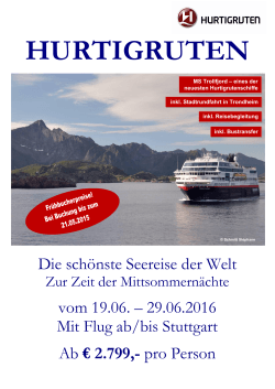 Reiseinfos Hurtigruten 19. bis 26. Juni 2016
