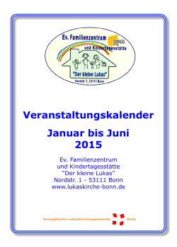 Veranstaltungskalender des Familienzentrums Januar bis Juni 2015