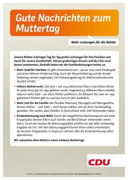 Gute Nachrichten zum Muttertag