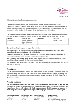 Merkblatt zum Konfirmandenunterricht