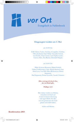 Eingesegnet werden am 3. Mai Konfirmation 2015
