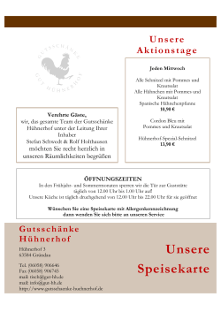 Unsere Speisekarte - Gutsschänke Hühnerhof