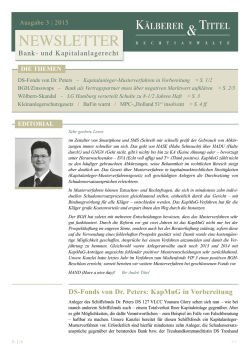DS-Fonds von Dr. Peters: KapMuG in Vorbereitung