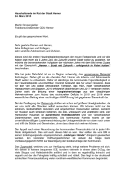 Haushaltsrede vom 24. M&auml;rz 2015