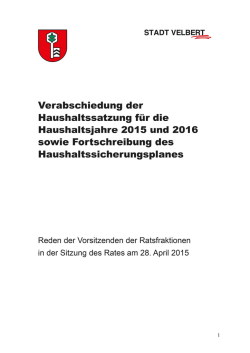 Haushaltsreden der Fraktionsvorsitzenden