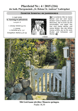 Pfarrbrief Nr.: 4 / 2015 (216) - Katholische Kirche Ludwigslust
