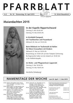 Maiandachten 2015 - Katholische Kirche (Schweiz)