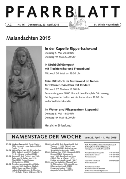 Maiandachten 2015 - Katholische Kirche (Schweiz)