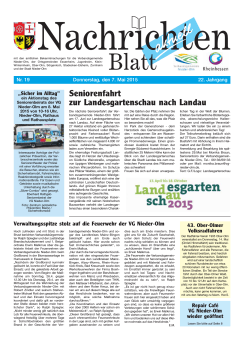 Nachrichtenblatt Nr. 19 vom 07. Mai 2015