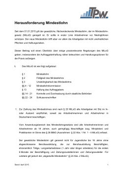 Herausforderung Mindestlohn