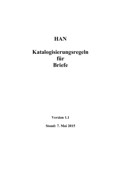 HAN-Katalogisierungsregeln f&uuml;r Briefe