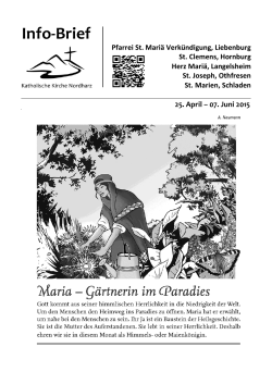 Infobrief Mai 2015 f&uuml;r die Pfarrei St. Mari&auml; Verk&uuml;ndigung, Liebenburg